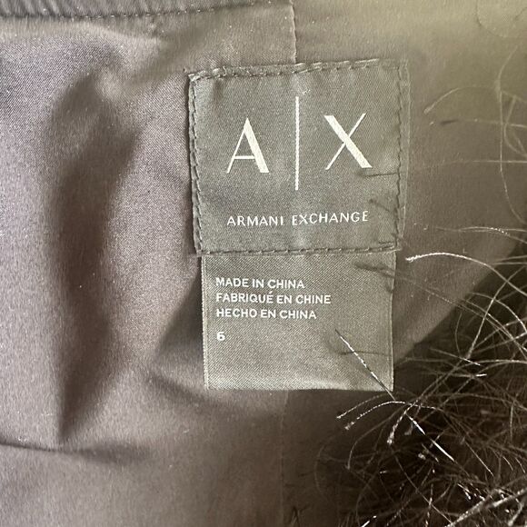 Armani Exchange Faux Leather Sparkle Fringe Cascade Jacket Open Size 6 Black - Picture 6 of 8